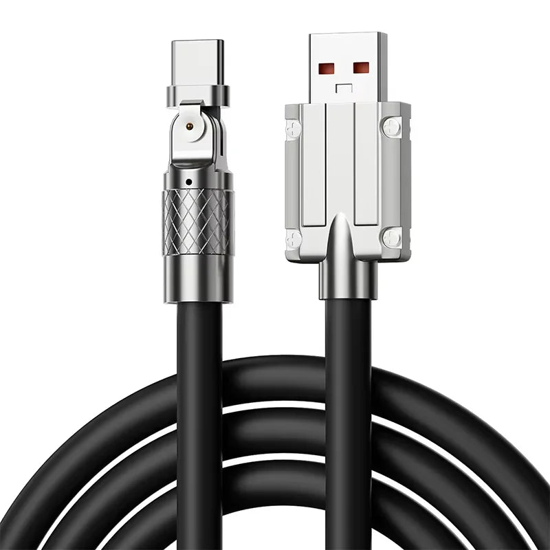 Cable USB Tipo C 180° - Carga Rápida 120W para iPhone y Samsung