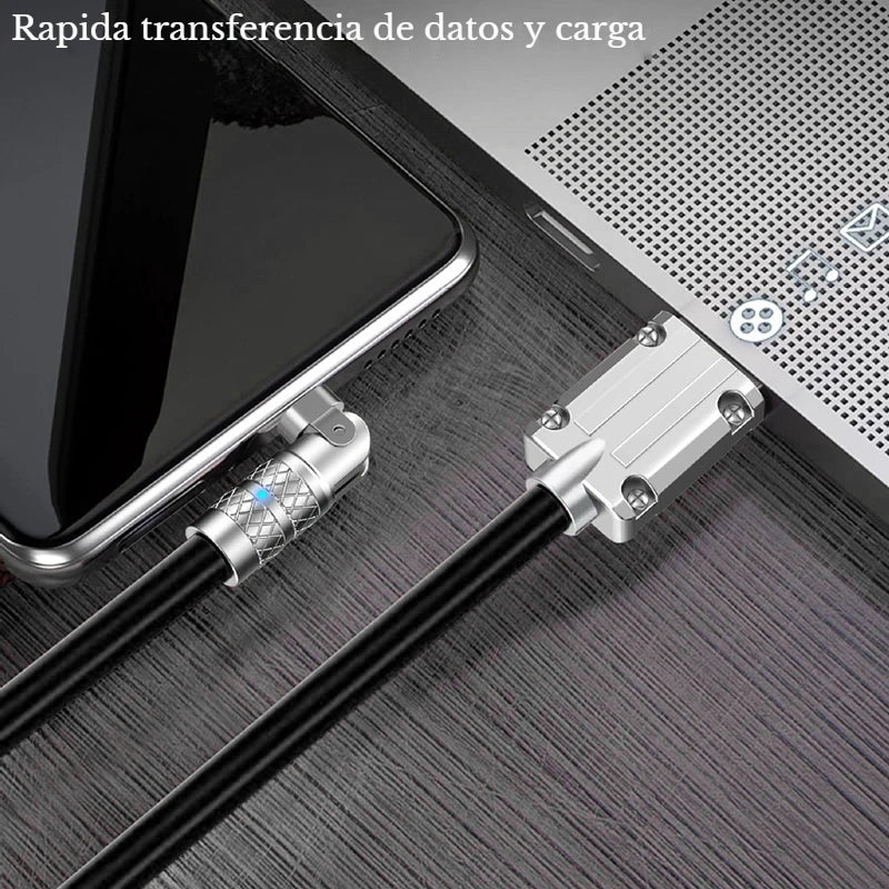 Cable USB Tipo C 180° - Carga Rápida 120W para iPhone y Samsung